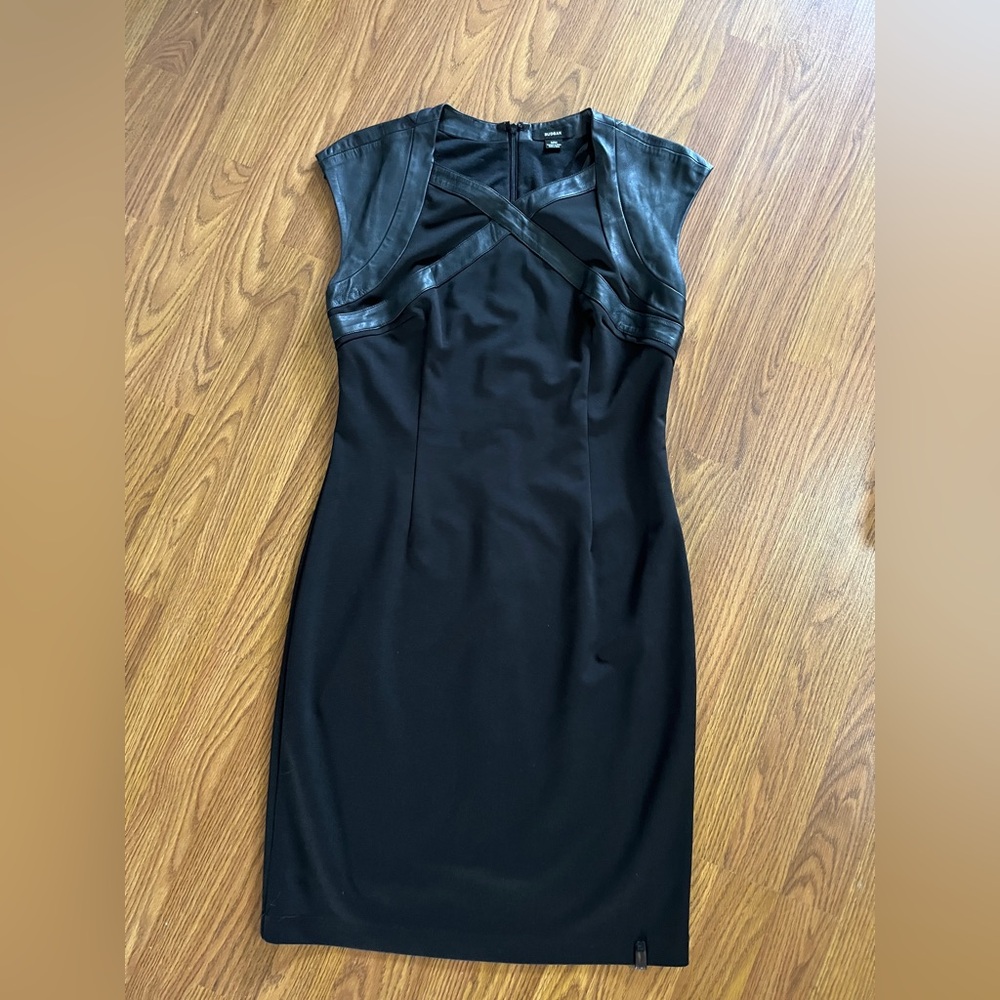RUDSAK women’s medium little black dress with faux leather trim